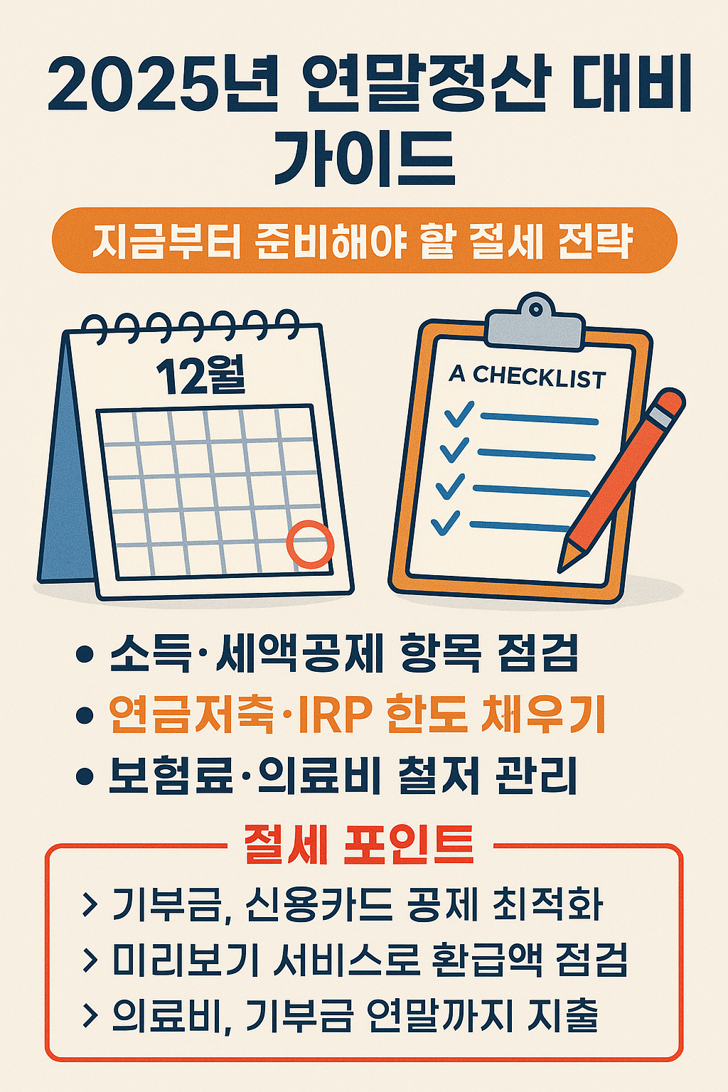 2025년 연말정산 준비 체크리스트 인포그래픽