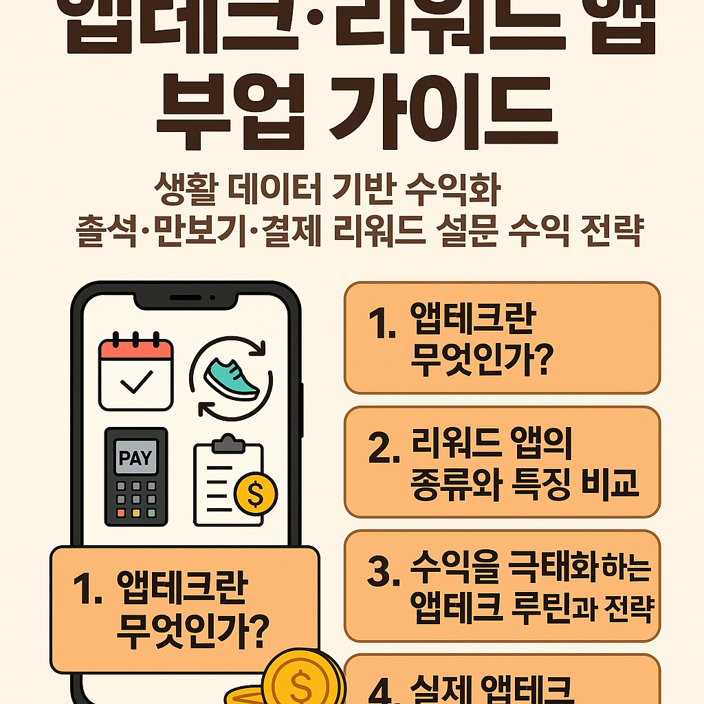 앱테크·리워드 앱 부업 가이드: 생활 데이터 기반 수익화, 출석·만보기·결제 리워드, 설문 수익 전략