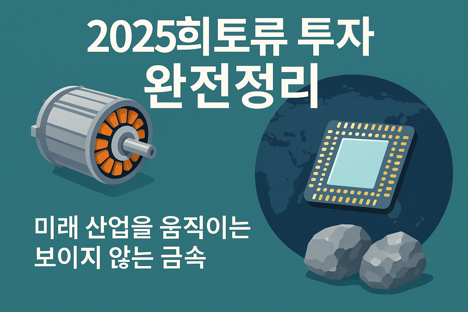 희토류 투자 완전정리 대표 이미지 - 전기차, 자석, 반도체 칩, 희토류 금속 인포그래픽